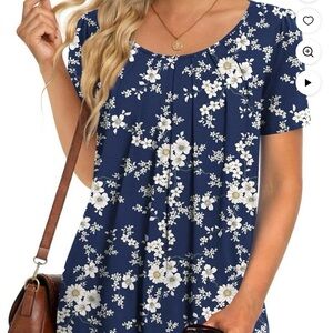 Navy Floral Women's Blouse